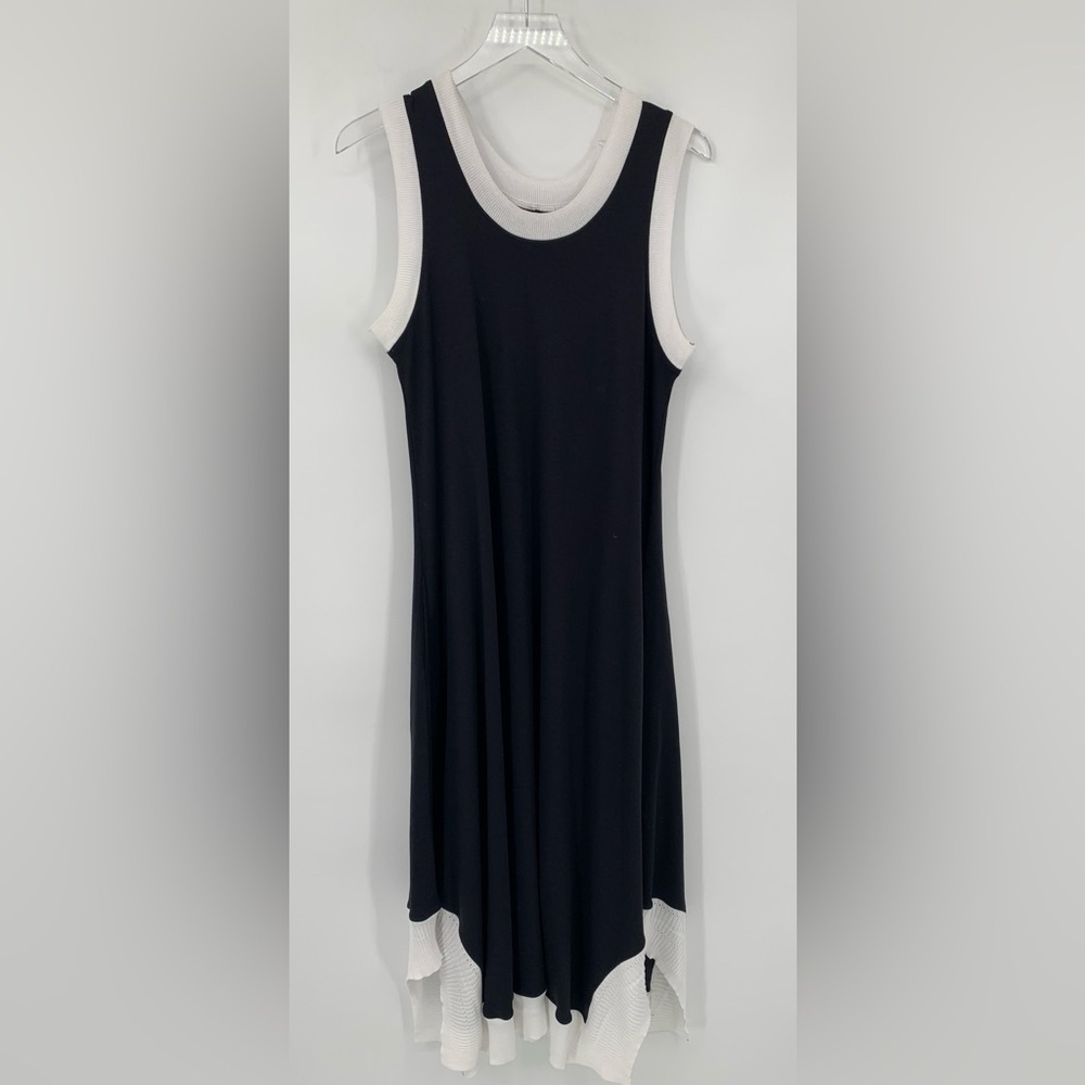 PLANET by LAUREN G sleeveless a-line maxi dress black white Lagenlook 1 Small